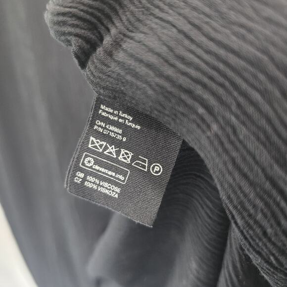 & Other Stories Dress Womens 4 Small Black Midi Slit Crepe Notch Long Sleeve - Picture 9 of 11